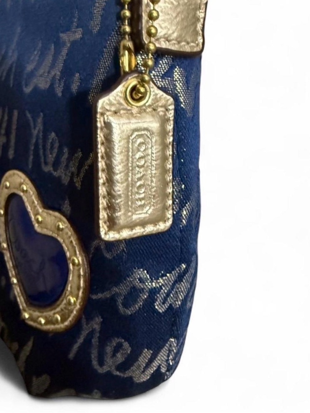 Coach Poppy Navy Signature Script Crossbody - Picture 3 of 8
